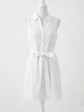 White Eyelet Collared Shirt